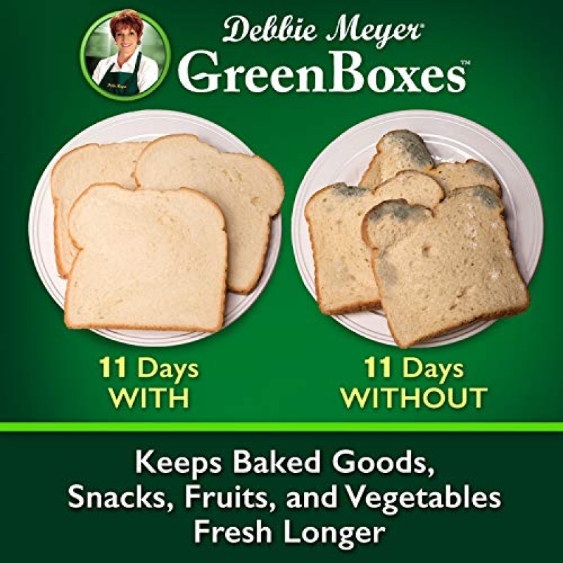 Debbie Meyer GreenBoxes – BreadBox는 구운 식품, 스낵, 과일 및 야채를 더 오래 신선하게 유지하고 재사용 가능하며 BPA가 없고 미국산입니다.