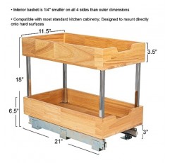 가정용 필수품 GLIDEZ 목재 2단 슬라이딩 캐비닛 정리함: 폭 11.5인치