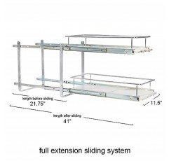 가정용 필수품 슬라이딩 캐비닛 정리함, 이중 선반, 크롬 및 인조 대리석 주방 캐비닛 정리함