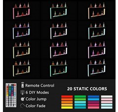 ROVSUN 벽 장착 LED 조명 주류 병 디스플레이 선반 원격 제어 기능이 있는 48인치 바 선반, 조명 주류 선반 LED 바 선반 맨 케이브 바 액세서리 상업용 홈