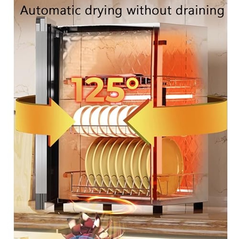 MNSRRN 대용량 식기 소독 캐비닛, 다기능 저장 이중층, 가정용 수직 고온 소독 식기 찻잔 전자 건조기, A