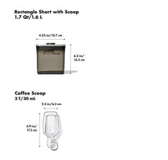 OXO 스틸 POP 커피 용기(스쿠프 포함) - 커피, 차 등을 위한 1.7Qt & 좋은 그립감 3PC 소형 정사각형 짧은 POP 용기 세트
