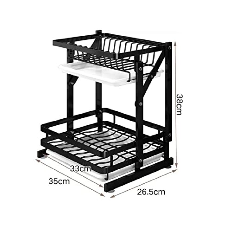 VEETHI 접시 드레이너 스테인레스 스틸 접이식 접시 보관함 주방 선반 가정용 이중 접시 배수 랙