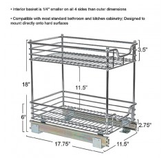 가정용 필수품 Glidez 크롬 도금 강철 2단 슬라이딩 싱크대 수납장 정리함, 크롬