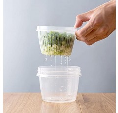 DHDM 4pcs 신선 유지 상자 생강 마늘 녹색 양파 저장 식품 주최자 냉장고 재사용 가능한 배수 이중층 그릇