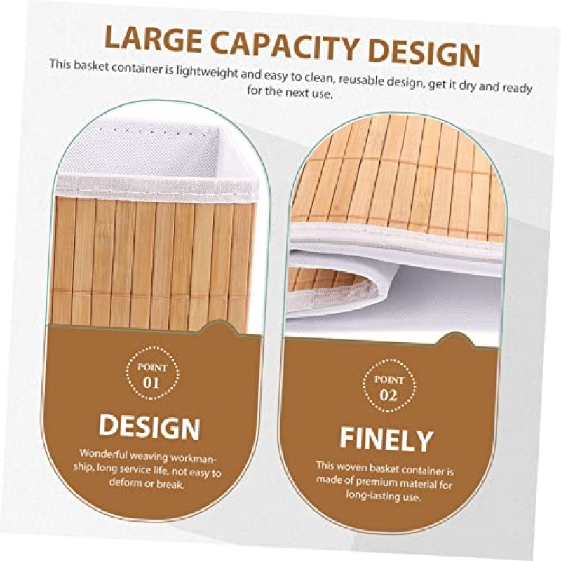 BESTOYARD 8개 바구니 데스크탑 가정용 바구니 센터 침실 화장품 접이식 캔버스 홀더 대나무 그립 욕실 용품 라이너 스낵 세면대 소박한 식료품 저장실 주방 사무실 편리