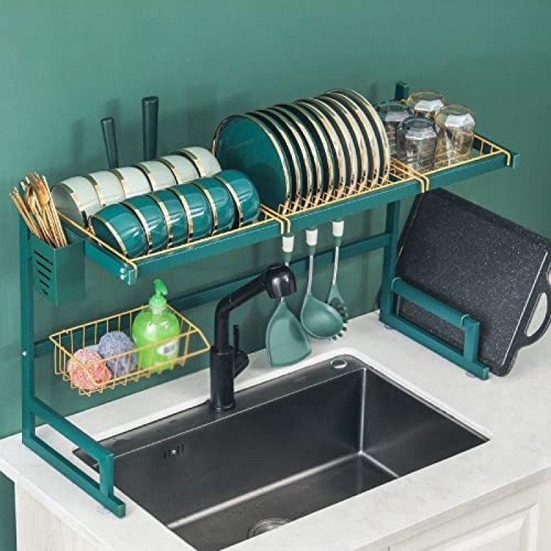 ESRADA 접시 랙 주방 싱크 배수 랙 접시 랙 스테인레스 스틸 접시 랙 나이프 랙 젓가락 홀더 바닥 주방 펜던트 랙