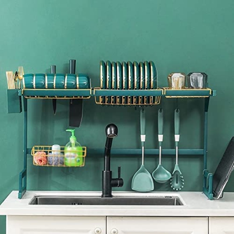 ESRADA 접시 랙 주방 싱크 배수 랙 접시 랙 스테인레스 스틸 접시 랙 나이프 랙 젓가락 홀더 바닥 주방 펜던트 랙