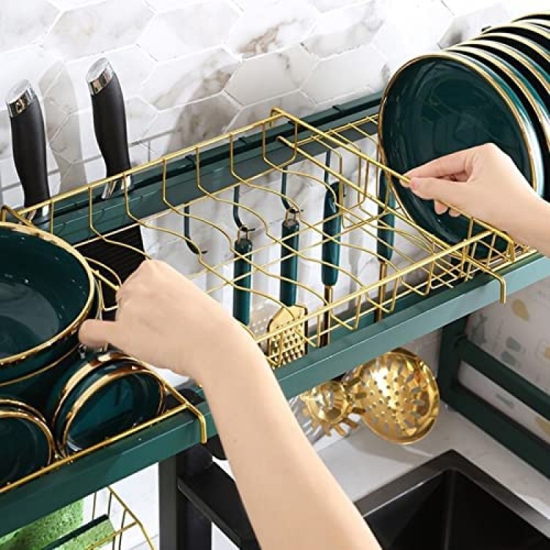 ESRADA 접시 랙 주방 싱크 배수 랙 접시 랙 스테인레스 스틸 접시 랙 나이프 랙 젓가락 홀더 바닥 주방 펜던트 랙