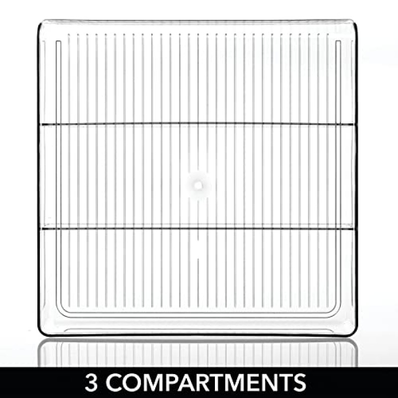 mDesign 주방 캐비닛, 식료품 저장실, 선반, 서랍, 냉장고, 냉동고 정리를 위한 3개의 칸이 있는 플라스틱 분할 식품 보관함 정리함 - 스낵바 보관 - 라인 컬렉션 - 6팩 - 투명