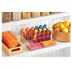 mDesign 주방 캐비닛, 식료품 저장실, 선반, 서랍, 냉장고, 냉동고 정리를 위한 3개의 칸이 있는 플라스틱 분할 식품 보관함 정리함 - 스낵바 보관 - 라인 컬렉션 - 6팩 - 투명