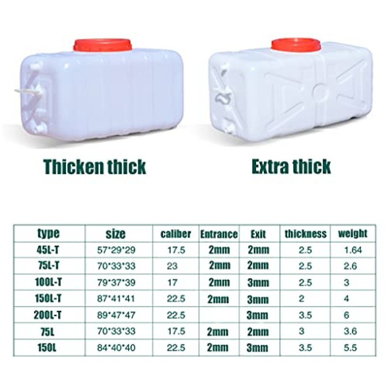 물 탱크 물 캐리어 컨테이너 직사각형 두꺼운 가정용 물통 물 저장 용기 큐브 장기 대용량 와인 배럴 발효기 캠핑 물 저장 탱크 식품 Gra (크기: 200L2)