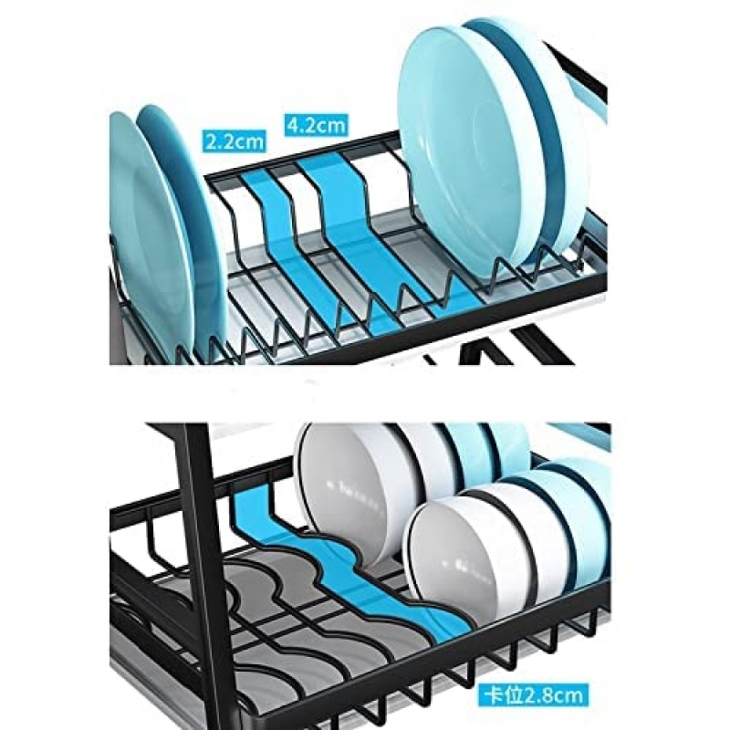 ESRADA 접시 랙 스테인레스 스틸 접시 보관함 배수 랙 주방 랙 수조 접시 랙 나이프 랙 식기 보관 및 정리