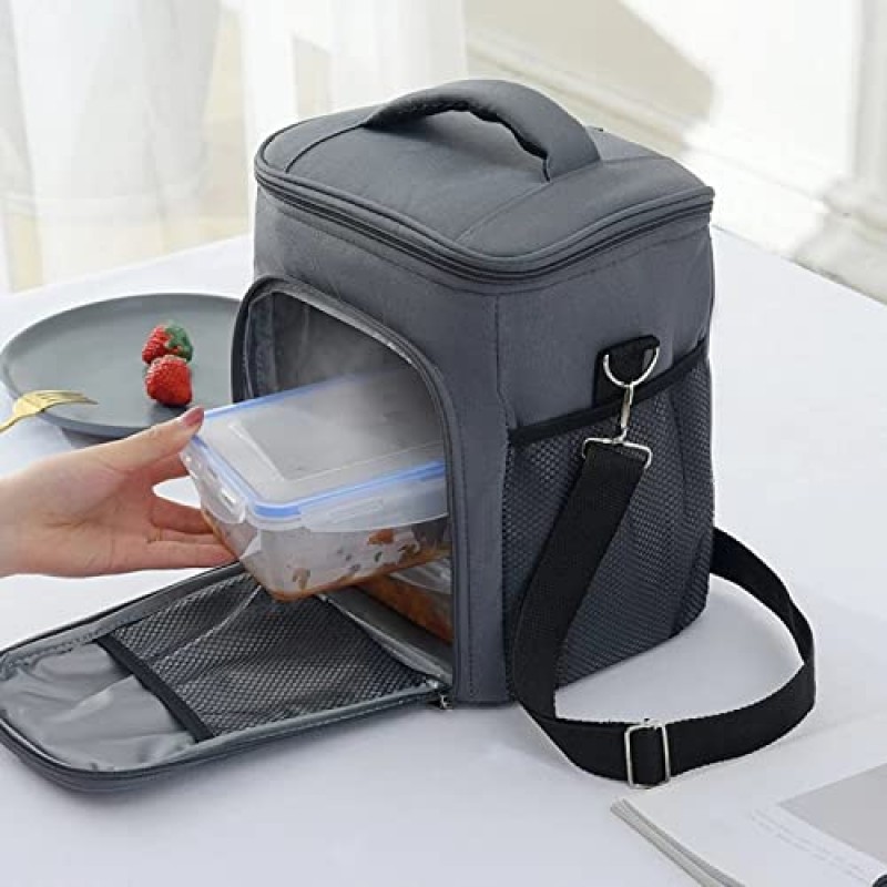 패션 방수 열 점심 가방 재사용 가능한 피크닉 어깨 가방 학생 작업 학교 저녁 식사 상자 Thermobag (블루 원 사이즈) (그레이 원 사이즈)