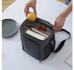 패션 방수 열 점심 가방 재사용 가능한 피크닉 어깨 가방 학생 작업 학교 저녁 식사 상자 Thermobag (블루 원 사이즈) (그레이 원 사이즈)