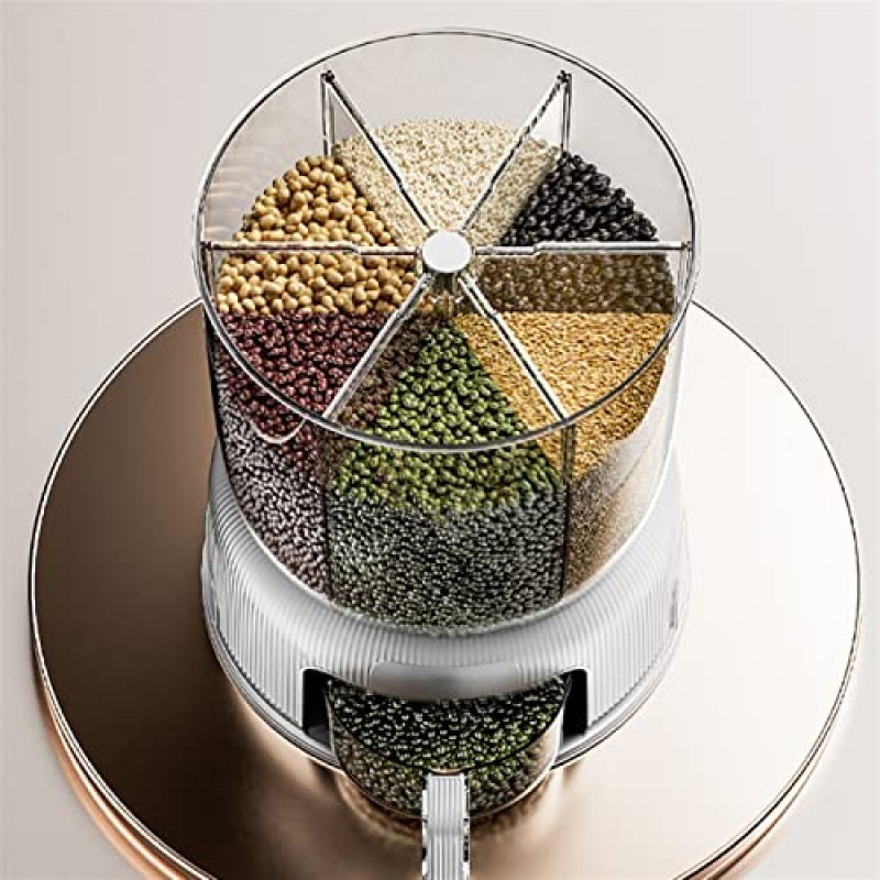 VAZZIC 시리얼 용기 보관 곡물 저장 가정용 주방 회전식 밀봉 곡물 디스펜서 (색상 : 흰색)