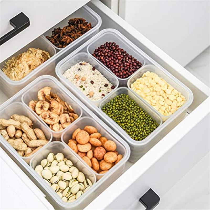 4 In 1 주방 곡물 보관 상자 분할 냉장고 과일 및 야채 용 밀봉 상자 가정용 건조품 주최자
