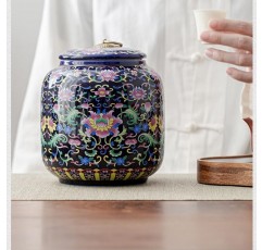WFHTU 뚜껑이 달린 세라믹 저장 용기 밀봉 커피 콩 사탕 항아리 가정용 차 주석 홈 인테리어 (색상 : D, 크기 : 12 * 13.8cm)