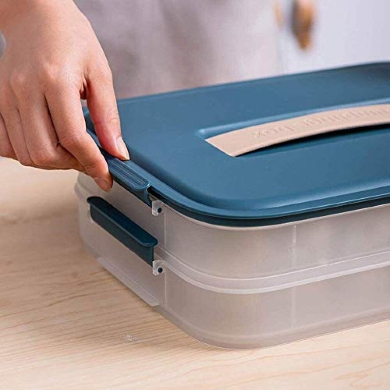 SPICLY Bento Box 다층 중첩 플라스틱 보관 상자, 다층 대용량 가정용 만두 상자, 휴대용 급속 냉동 만두 보관 상자, 주방 식품 보관 용기 Foo에 사용