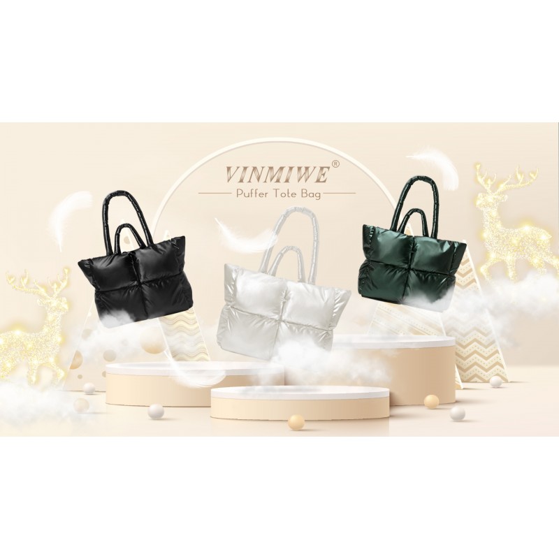 VINMIWE 퍼퍼 토트 백, 여성용 초대형 럭셔리 가방 Unicloud Puffy shoulder Quilted 핸드백 Woven Underarm Designer