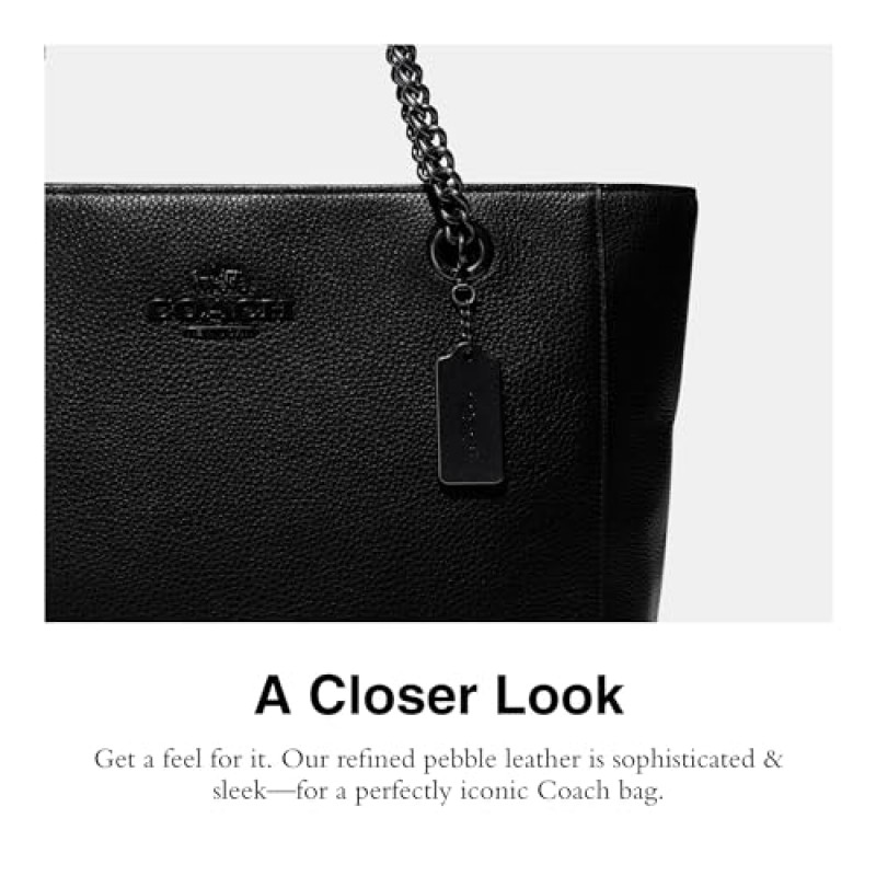 COACH 여성용 캐미 가죽 체인 토트