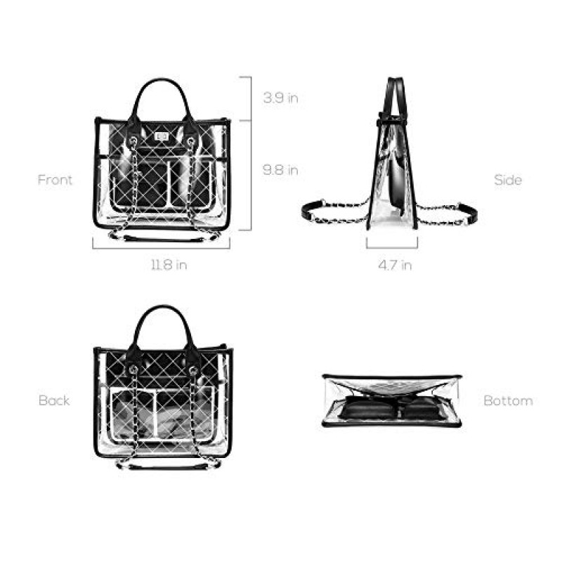 여성용 투명 가방 지갑 토트 메신저 크로스바디 숄더 투명 대형