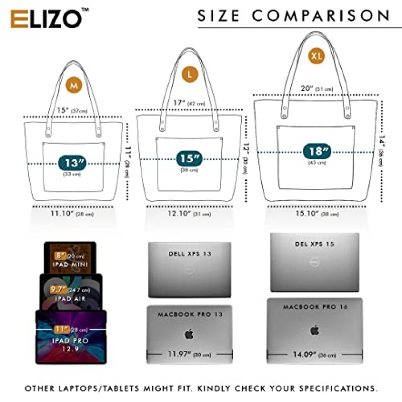 ELIZO 가죽 토트 백 여성용 정품 가죽 숄더 백 작업 토트 여성용 대형 지갑 백