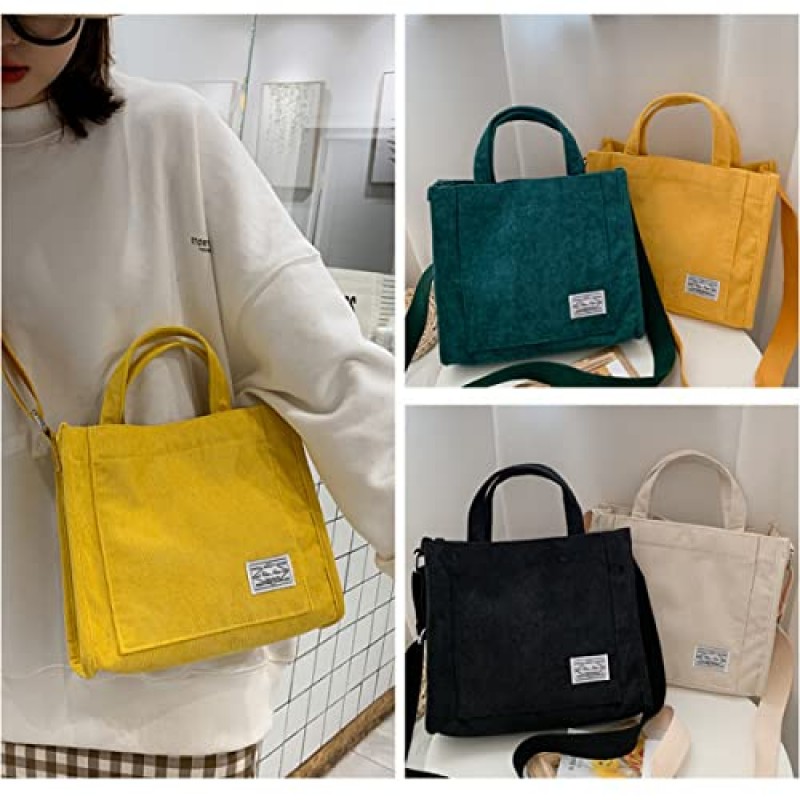 패션 Crossbody 가방 토트 백 여성 작은 가방 핸드백 여성을위한 세련된 토트 핸드백 코듀로이 호보 가방 핸드백 가방