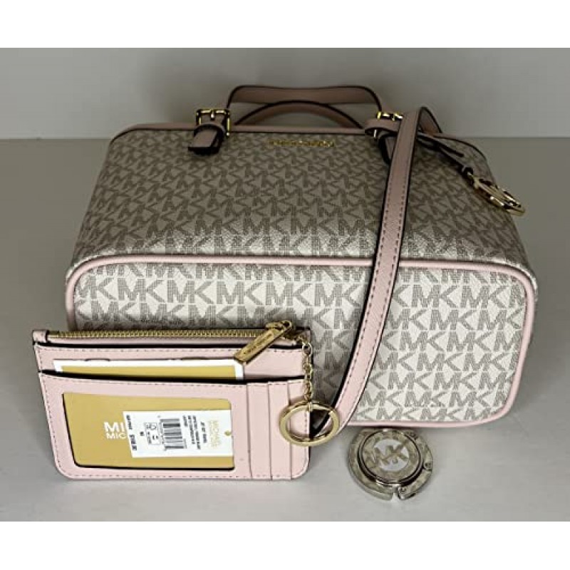 Michael Kors Jet Set Travel XS Carryall 컨버터블 탑 지퍼 토트, SM TZ 코인파우치 및 지갑 후크와 함께 번들로 제공