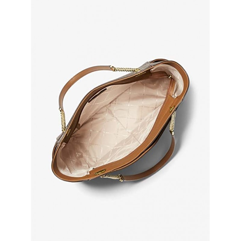 Michael Kors 제트 세트 여행용 대형 체인 숄더 토트, 삼단 지갑 및 Michael Kors 지갑 후크가 번들로 제공됨