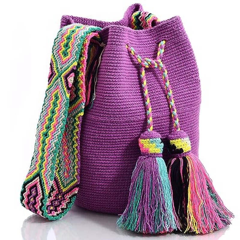 Wayuu 클래식 보호 컬렉션 손으로 짠 비치 크로셰 토트 핸드백