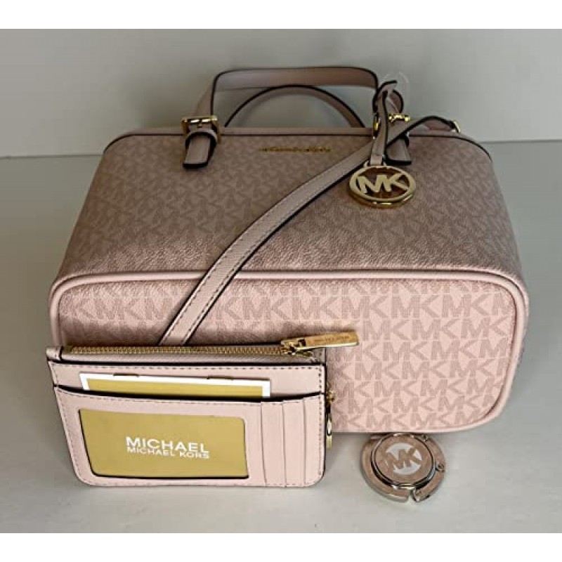 Michael Kors Jet Set Travel XS Carryall 컨버터블 탑 지퍼 토트, SM TZ 코인파우치 및 지갑 후크와 함께 번들로 제공