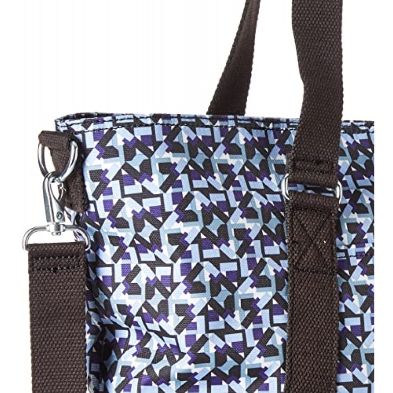 Kipling 여성용 스카일러 백, 듀얼 캐리 핸들, 내부 지퍼 포켓, 나일론 대형 토트 백, Dazzling Geos, 19.5 L x 13.13 H 5.25 D US