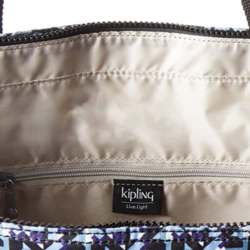 Kipling 여성용 스카일러 백, 듀얼 캐리 핸들, 내부 지퍼 포켓, 나일론 대형 토트 백, Dazzling Geos, 19.5 L x 13.13 H 5.25 D US