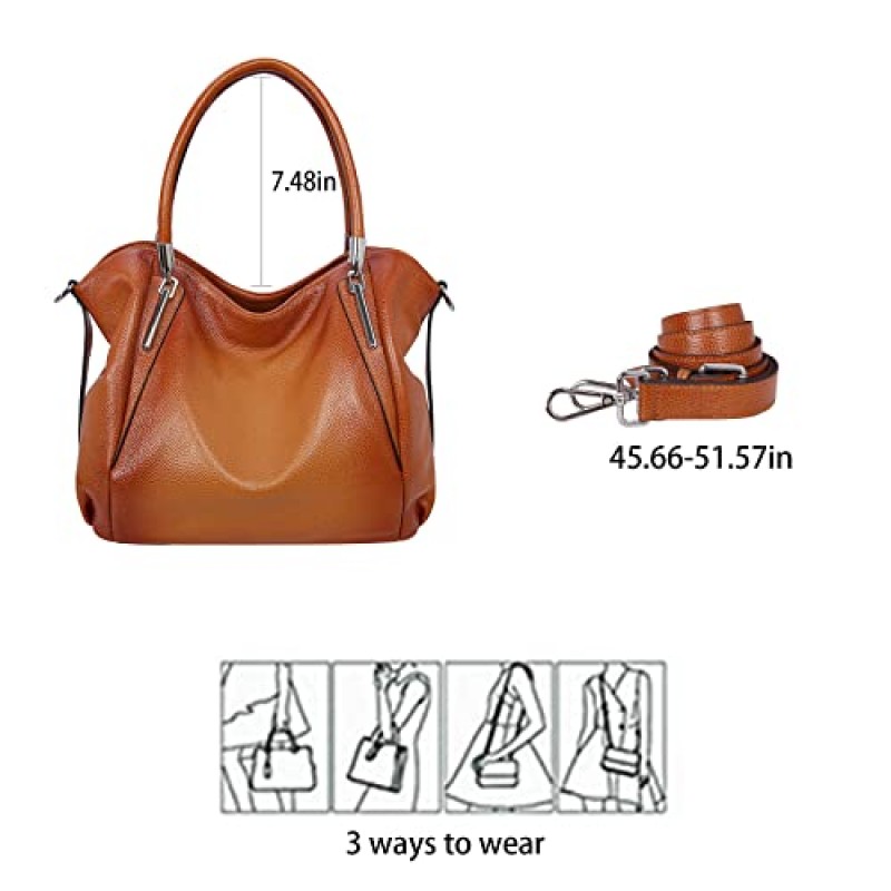 HESHE 여성용 정품 가죽 지갑과 핸드백 토트 탑 핸들 숄더 호보 백 Satchel Ladies Crossbody Bags