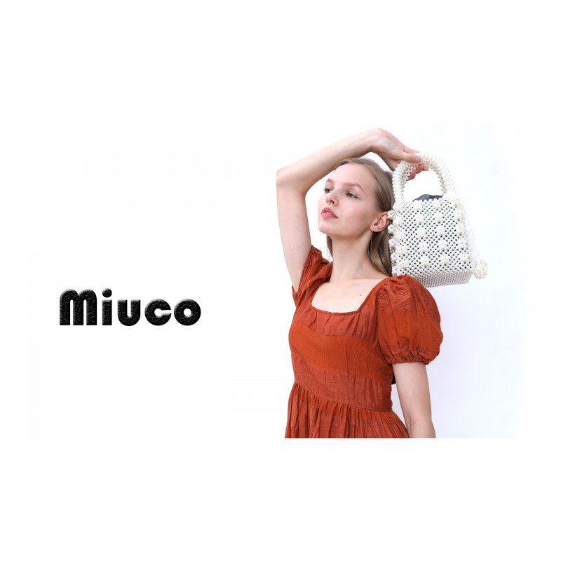 Miuco 여성용 파란색 핸드백 수제 직조 크리스탈 진주 토트 백