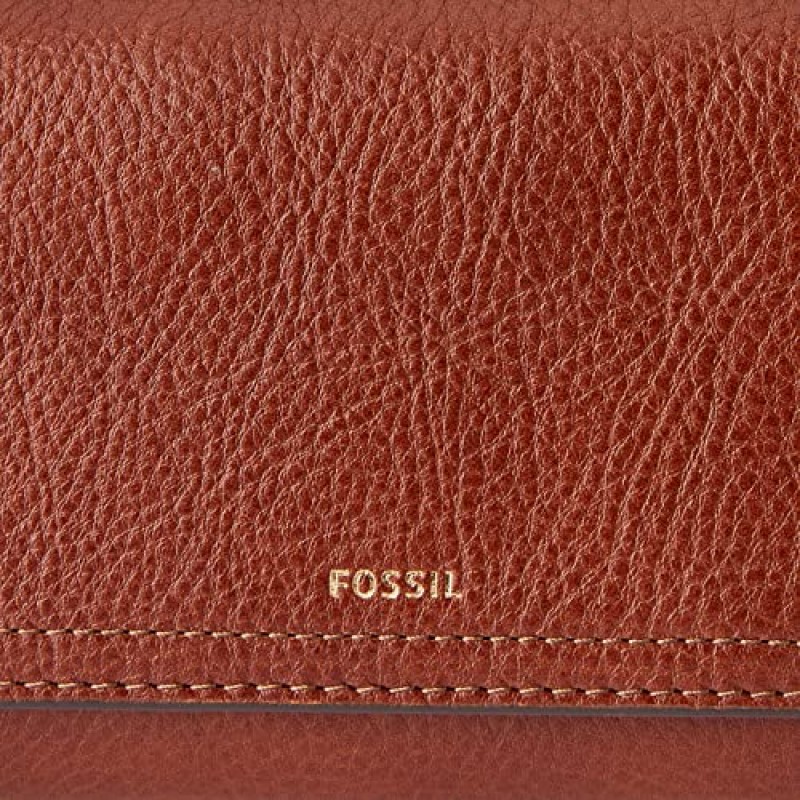 Fossil 여성용 로건 가죽 RFID 차단 플랩 클러치 지갑