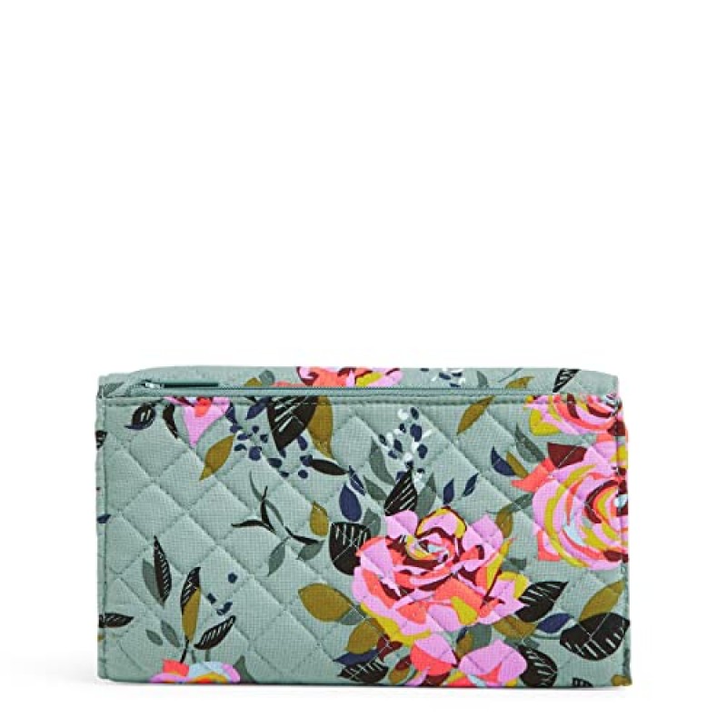 Vera Bradley RFID 보호 기능이 있는 여성용 면 삼단 클러치 지갑