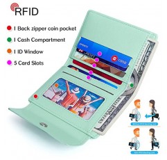 GEEAD 지퍼 동전 주머니가 있는 여성용 소형 지갑 RFID 차단 신용 카드 소지자