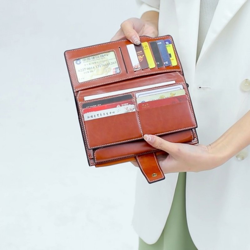 Lynexo 여성용 지갑 가죽 RFID 차단 롱 지갑 대용량 카드 홀더 주최자 Trifold Ladies Phone Clutch (Red)