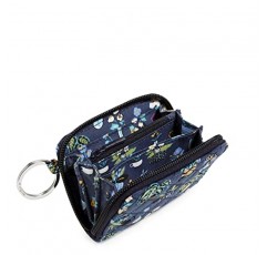 Vera Bradley RFID 보호 기능이 있는 여성용 면 쁘띠 집업 지갑, 식물 - 재활용 면, 원 사이즈