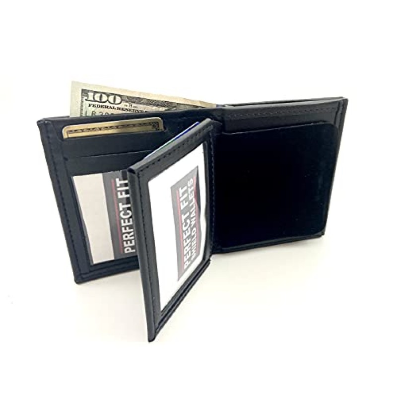 Perfect Fit Shield Wallets 7 포인트 스타 이중 접이식 히든 배지 지갑(컷아웃 PF33) Blackinton B447 Seven-point Star에 적합