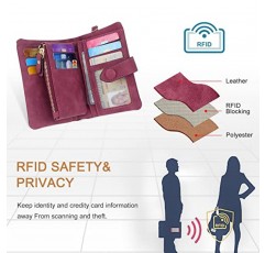 CONISY 여성용 소형 팔찌 지갑, ID 창 지퍼 동전 지갑이 있는 가죽 이중 RFID 지갑