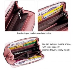 Earnda 여성용 지갑 RFID 차단 팔찌 카드 홀더가있는 대용량 롱 지갑 동전 주머니 페일 핑크