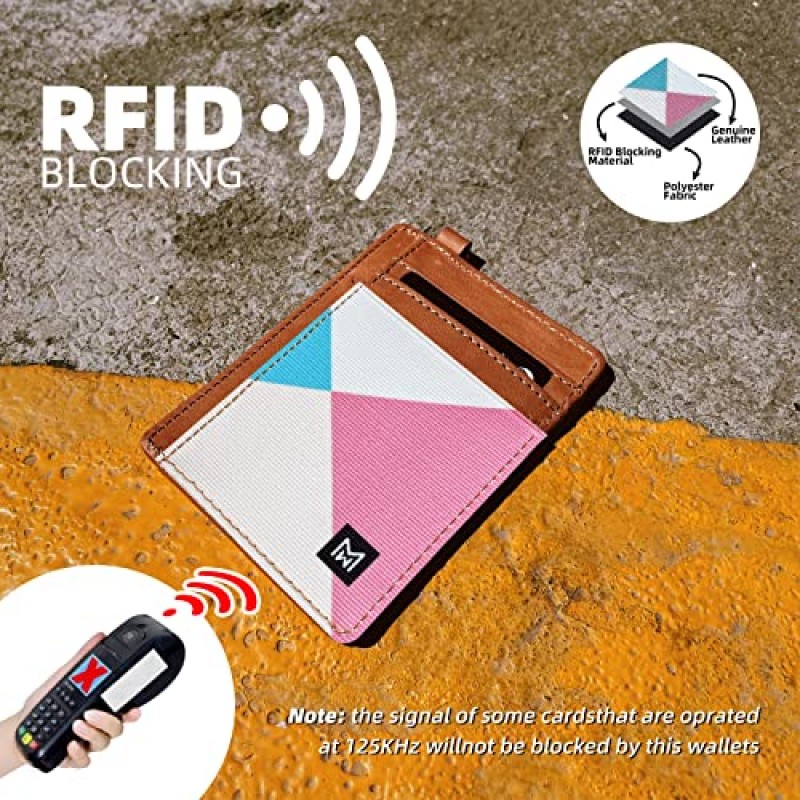 MOGEWOE 여성용 신용 카드 소지자 지갑 슬림 미니멀리스트 지갑 RFID 차단 가죽 지갑 여성용 탄성 프론트 포켓 지갑
