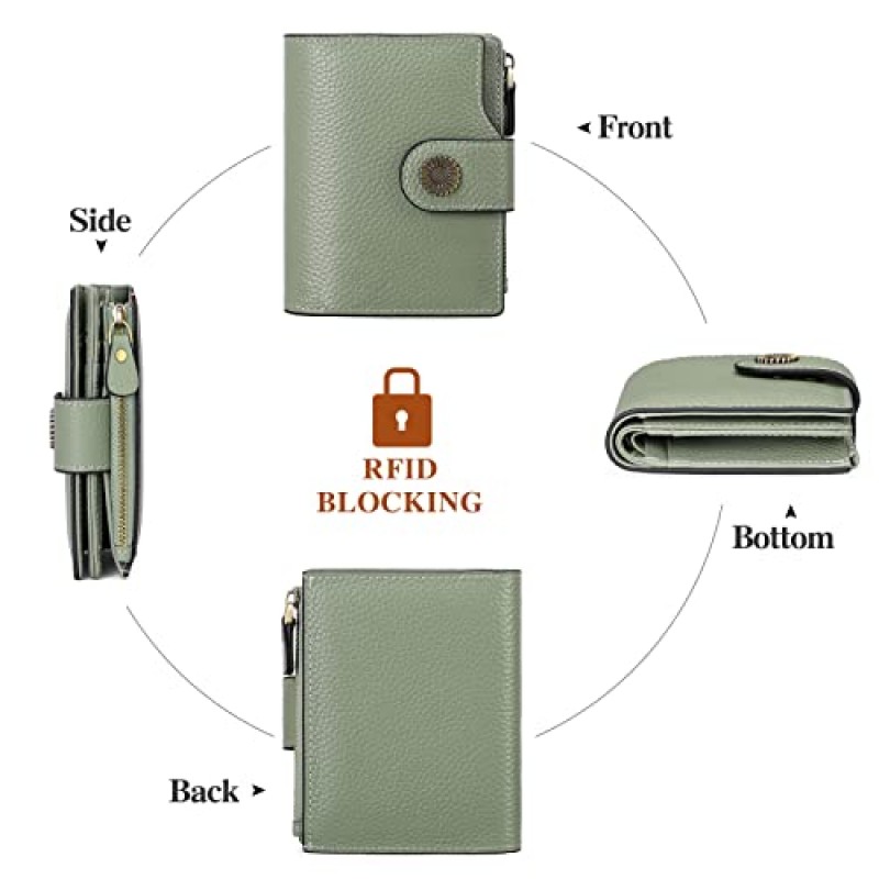 FALAN MULE 여성용 소형 지갑 정품 가죽 Bifold Compact RFID 차단 소형 여성용 지갑