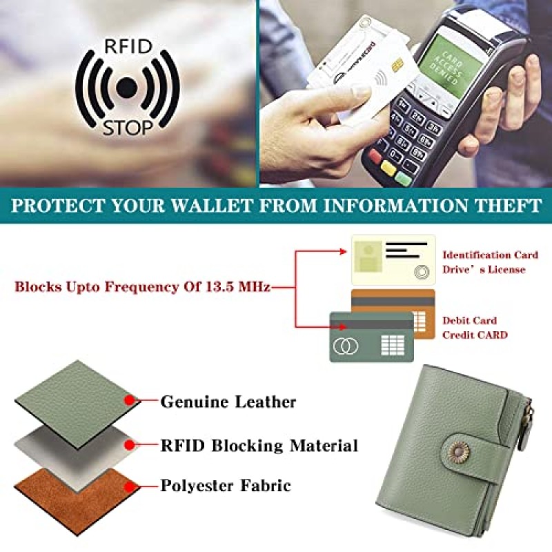 FALAN MULE 여성용 소형 지갑 정품 가죽 Bifold Compact RFID 차단 소형 여성용 지갑