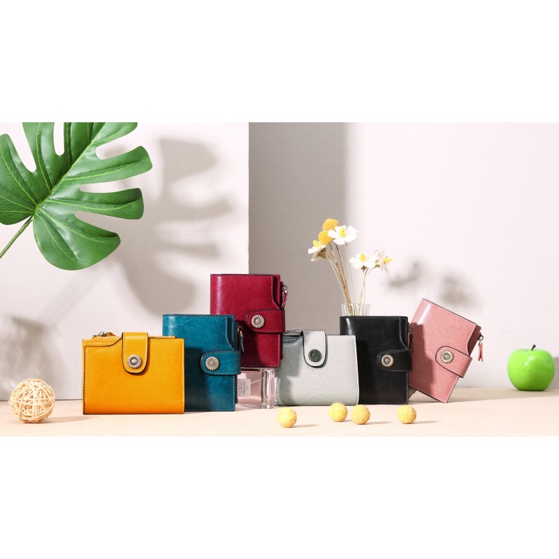 FALAN MULE 여성용 소형 지갑 정품 가죽 Bifold Compact RFID 차단 소형 여성용 지갑