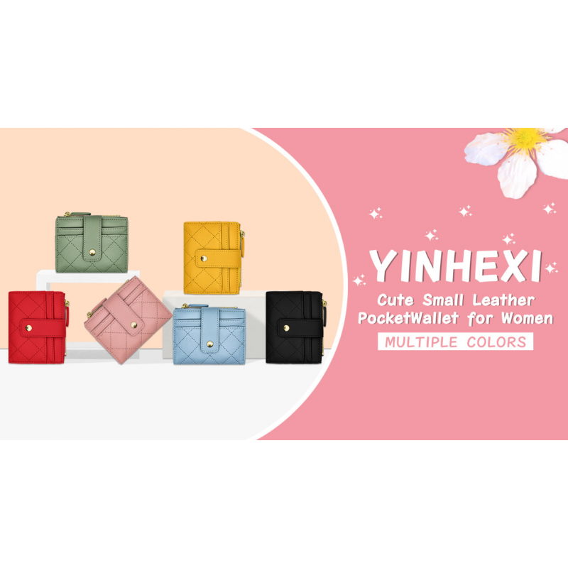 여성용 YINHEXI 지갑, 여성용 지갑 카드 소지자, 소형 이중 RFID 차단 지갑, 여성용 귀여운 소형 가죽 포켓 지갑, 여성용, 여성용 미니 짧은 지갑