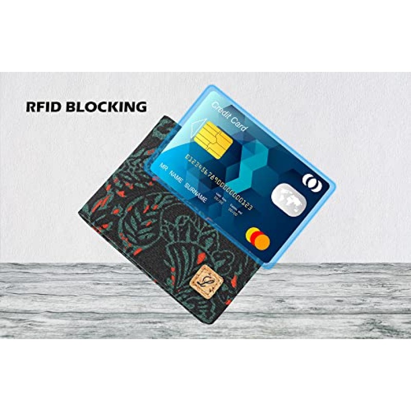 Lanyani 여성용 소형 지갑 RFID 얇은 지갑 Bifold RFID(페이즐리 프린트)